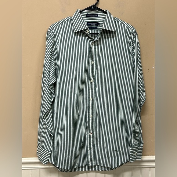 Daniel Cremieux Mens Green Cream Striped Button Up Shirt Long Sleeve Size M NWT - Picture 1 of 5